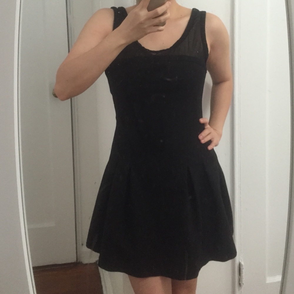 MANGO Black Mesh Dress